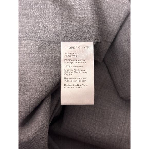 Proper Cloth Shirt 2XL Mens Gray Merino Wool Long Sleeve Button Down - Picture 10 of 11